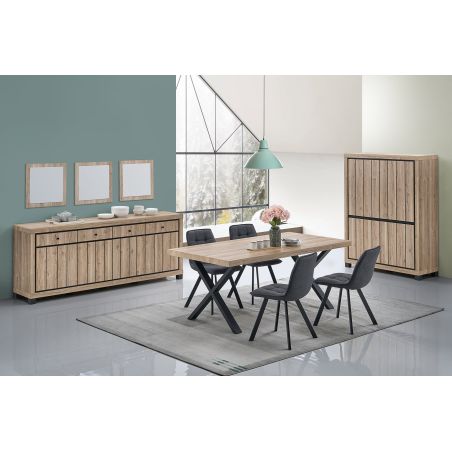 Table de repas GREGORY en 190 cm ou 220 cm avec pieds X en métal