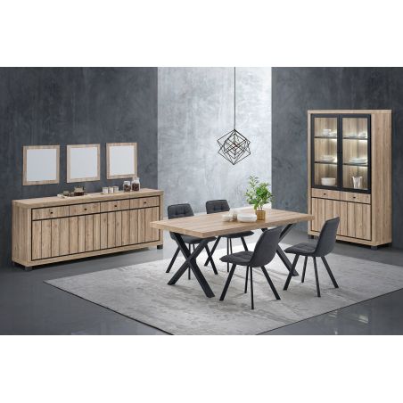 Table de repas GREGORY en 190 cm ou 220 cm avec pieds X en métal
