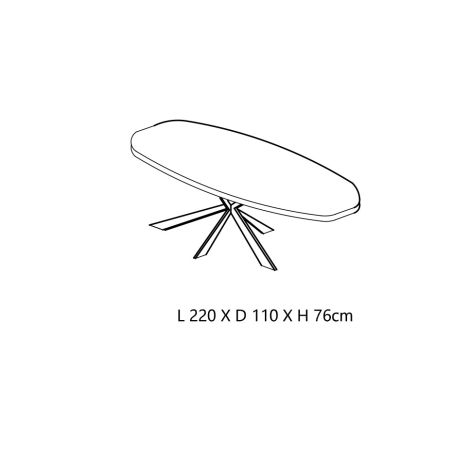 Table ovale danois GREGORY 220 cm en décor chêne estival