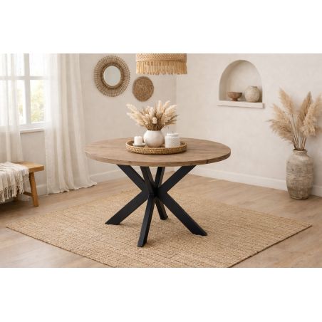 Table ronde 120 cm GREGORY en décor chêne estival
