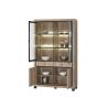 Vitrine 2 portes GREGORY en décor chêne estival avec éclairage LED inclus