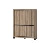 Buffet haut 4 portes GREGORY en décor chêne estival avec accents gris foncé