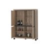 Buffet haut 4 portes GREGORY en décor chêne estival avec accents gris foncé