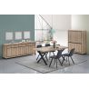 Buffet haut 4 portes GREGORY en décor chêne estival avec accents gris foncé