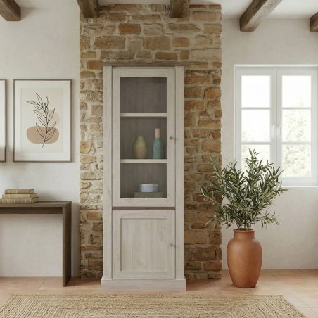 Colonne 73 cm CALINE avec 1 porte vitrée et une porte pleine
