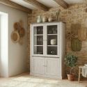 Vitrine 126 cm CALINE en décor bicolore chêne blanc et chêne d'automne