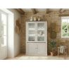 Vitrine 126 cm CALINE en décor bicolore chêne blanc et chêne d'automne