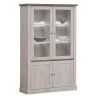 Vitrine 126 cm CALINE en décor bicolore chêne blanc et chêne d'automne