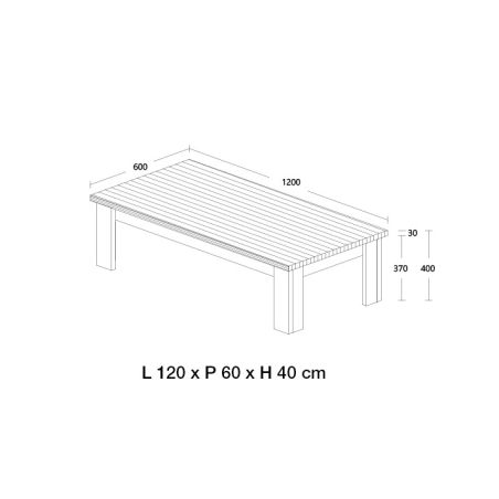 Table basse 120 cm CALINEen décor bicolore chêne blanc et chêne d'automne