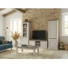 Table basse 120 cm CALINEen décor bicolore chêne blanc et chêne d'automne