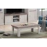 Table basse 120 cm CALINEen décor bicolore chêne blanc et chêne d'automne