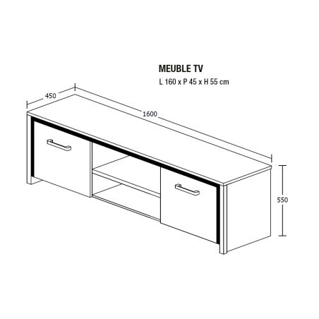 Meuble TV 160 cm CELIA de style contemporain