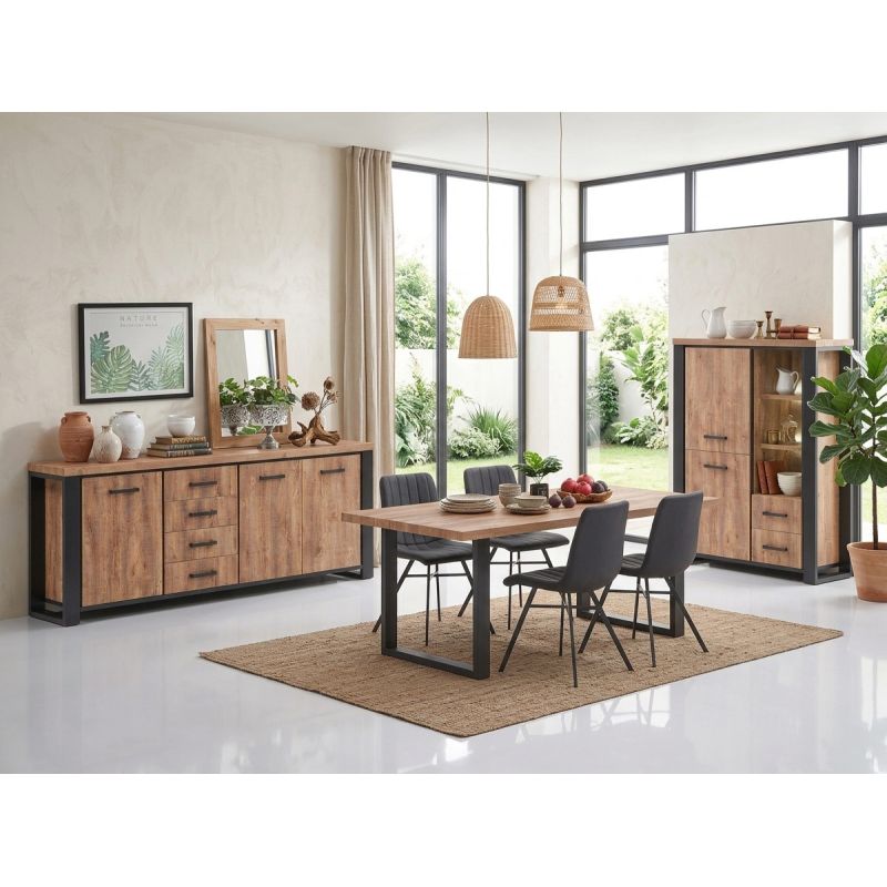 Salle à manger complète SORELLA avec bar de style industriel