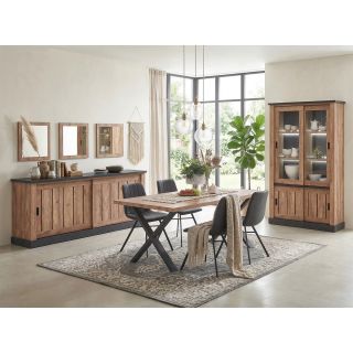 Salle à manger complète ELIOTT de style industriel avec table 220 cm