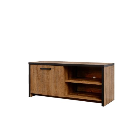 Meuble TV DIEGO de style industriel avec 1 porte et 2 niches ouvertes