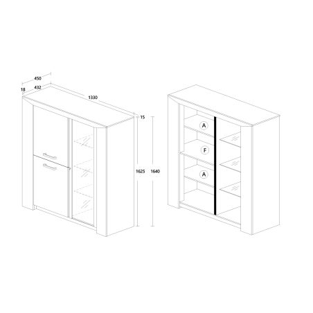 Vitrine contemporaine 133 cm DESIR