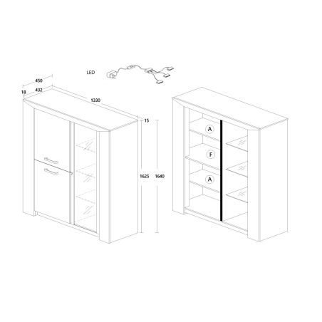 Vitrine contemporaine 133 cm DESIR