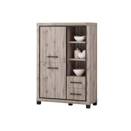 Buffet haut CONSTANCE en décor chêne canada avec éclairageLED