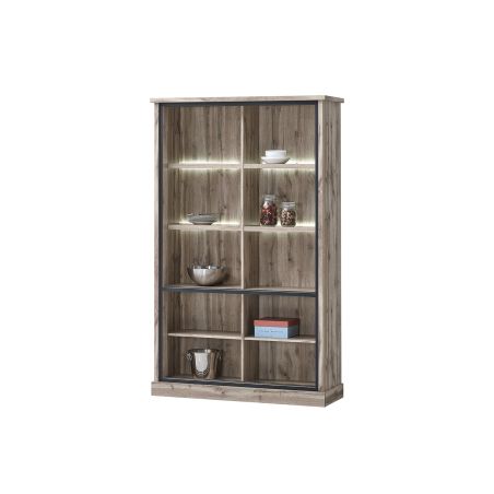 Vitrine CLEMENCE en décor chêne canada avec éclairageLED