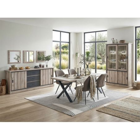 Vitrine CLEMENCE en décor chêne canada avec éclairageLED