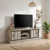 Meuble TV 155 cm CLEMENCE avec 2 porte coulissantes et 2 niches