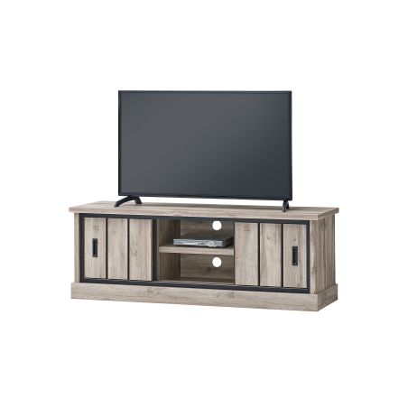 Meuble TV 155 cm CLEMENCE avec 2 porte coulissantes et 2 niches