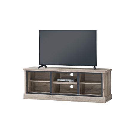 Meuble TV 155 cm CLEMENCE avec 2 porte coulissantes et 2 niches