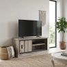 Meuble TV 120 cm CLEMENCE avec 1 porte coulissante et 2 niches