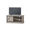 Meuble TV 120 cm CLEMENCE avec 1 porte coulissante et 2 niches