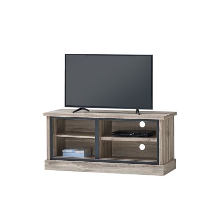Meuble TV 120 cm CLEMENCE avec 1 porte coulissante et 2 niches