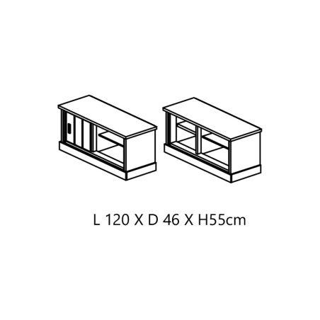 Meuble TV 120 cm CLEMENCE avec 1 porte coulissante et 2 niches