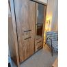 Bar KAMINO de style industriel avec 3 portes et 2 tiroirs et éclairage LED inclus