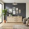 Buffet 220 cm THEMIS en décor chêne ivoire