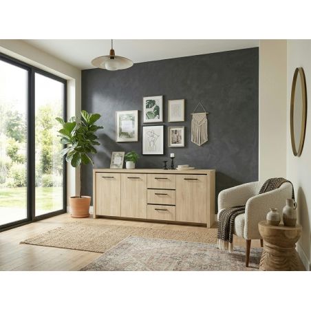 Buffet 220 cm THEMIS en décor chêne ivoire