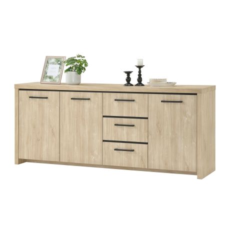 Buffet 220 cm THEMIS en décor chêne ivoire