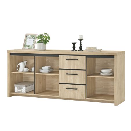 Buffet 220 cm THEMIS en décor chêne ivoire