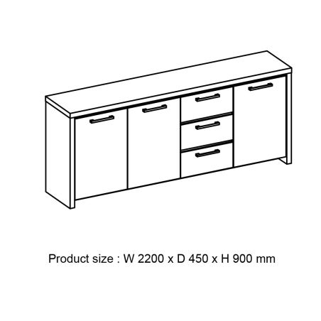 Buffet 220 cm THEMIS en décor chêne ivoire