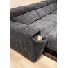 Canapé d'angle en tissu bleu foncé NICOLA avec lit, coffre et porte gobelet