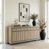 Buffet 224 cm GREGORY en décor chêne estival avec accents gris foncé