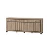 Buffet 224 cm GREGORY en décor chêne estival avec accents gris foncé
