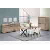 Buffet 224 cm GREGORY en décor chêne estival avec accents gris foncé