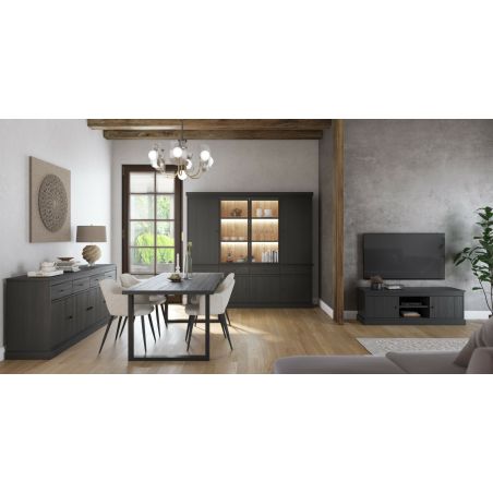 Vaisselier GABRIEL DARK avec 6 portes pleines, 2 porte vitrées et 4 tiroirs