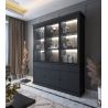 Vaisselier 3 portes vitrées GABRIEL DARK en décor chêne noir