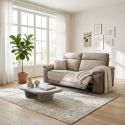 Canapé 3 places en tissu bicolore 206 cm SUSY avec 2 relax électriques