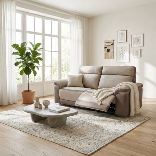 Canapé 3 places en tissu bicolore 206 cm SUSY avec 2 relax électriques