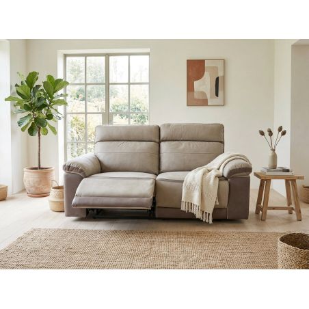 Canapé 3 places en tissu bicolore 206 cm SUSY avec 2 relax électriques