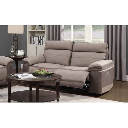 Canapé 3 places en tissu bicolore 206 cm SUSY avec 2 relax électriques