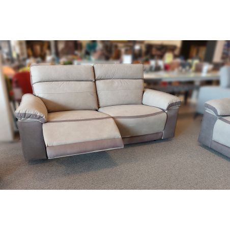 Canapé 3 places en tissu bicolore 206 cm SUSY avec 2 relax électriques