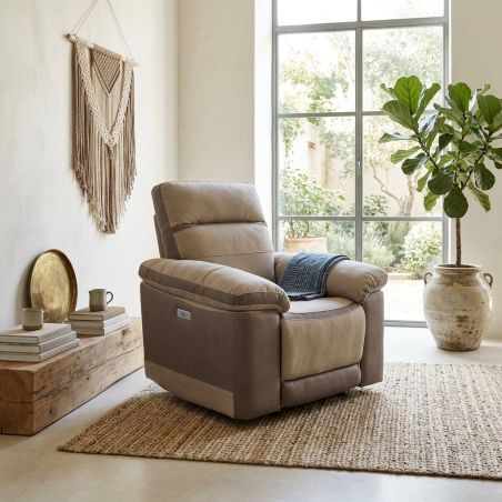 Fauteuil relax électrique SUSY en tissu bicolore avec port USB