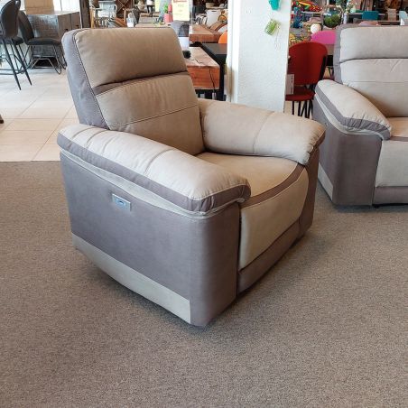 Fauteuil relax électrique SUSY en tissu bicolore avec port USB